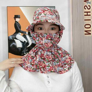 農業用 帽子 日よけ 紫外線対策 ガーデニング ハット レディース 綿 花柄 作業用 レッド ブルー イエロー フェイスカバー