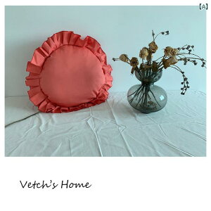 クッションカバー かわいい おしゃれ 家庭 リビングルーム 寝室 ベッド ソファ 北欧 綿 無地 円形 枕 シンプル 女の子 赤 キャメル 黄色