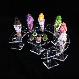 アイスクリーム コーン スタンド ソフトクリーム ホルダー 展示 デザート テーブル ディスプレイ クリア 透明