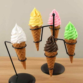 アイスクリーム コーン スタンド ソフトクリーム ホルダー 展示 ディスプレイ ショップ 黒 ブラック