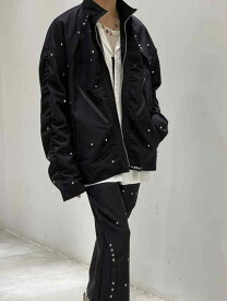 ジャケット メンズ 韓国 おしゃれ 秋冬 スタンドカラー メタル ヒップホップ オーバーサイズ ブラック スタッズ