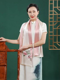 ストール 花柄 刺繍 レディース スカーフ ショール シルク 大判 レトロ 中国風 グリーン ゴールド パープル