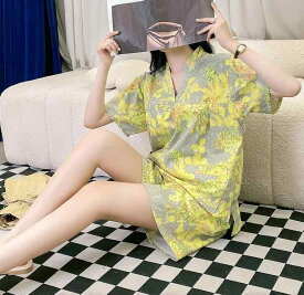 サウナ服 パジャマ ルームウェア メンズ レディース コットン 大きいサイズ 入浴 マッサージ 花柄 イエロー レッド グレー