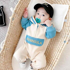 ベビー ジャンプスーツ アウター ロンパース かわいい 赤ちゃん ワンピース 秋冬 裏起毛 男の子 綿 キルティング ブルー イエロー