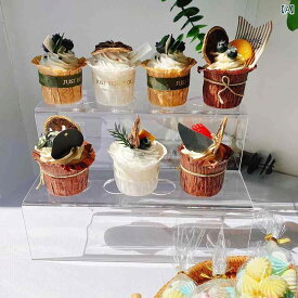 アイスクリーム コーン スタンド ソフトクリーム ホルダー 展示 2段 アクリル デザート テーブル デコレーション カップケーキ ウェディング 透明