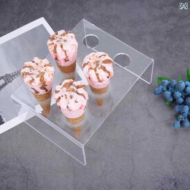 アイスクリーム コーン スタンド ソフトクリーム ホルダー 展示 ディスプレイ 透明 アクリル クリア ブラック