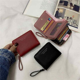 財布 ミニ レディース ウォレット 小銭入れ コンパクト ショート 折りたたみ シンプル カードホルダー ブラック レッド グレー