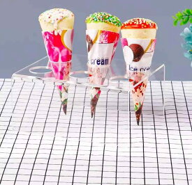 アイスクリーム コーン スタンド ソフトクリーム ホルダー 展示 ウェディング ディスプレイ アクリル 透明 クリア