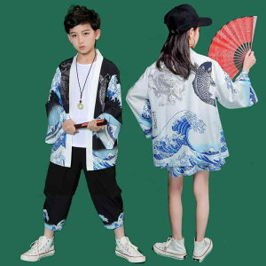 コスプレ 子供 キッズ コスチューム 衣装 和装 パフォーマンス 着物 ヒップホップ ストリート ダンス スーツ 男の子 女の子 夏 ホワイト ブラック