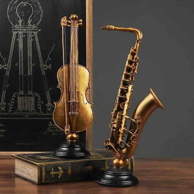 ミニチュア 楽器 模型 置物 オブジェ 装飾 飾り おしゃれ レトロ サックス バイオリン リビング インテリア