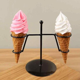 アイスクリーム コーン スタンド ソフトクリーム ホルダー 展示 食品サンプル アイアン ディスプレイ 装飾 撮影 小道具