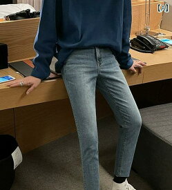 デニムパンツ メンズ ジーンズ ジーパン スキニー ウォッシュド カジュアル シンプル 韓国 大きいサイズ ブルー