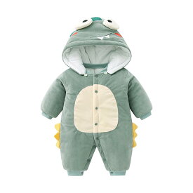 ベビー ジャンプスーツ アウター ロンパース 新生児 秋冬 赤ちゃん 厚手 綿 コート 外出 グリーン ブルー