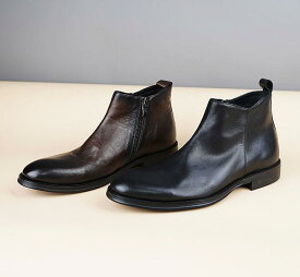 ブーツ メンズ ポインテッドトゥ 靴 秋冬 革 ショート フォーマル カジュアル ブラック ブラウン 革靴