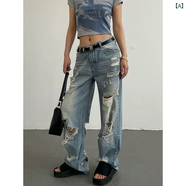 楽天市場】デニムパンツ レディース ダメージ ジーンズ クラッシュ  