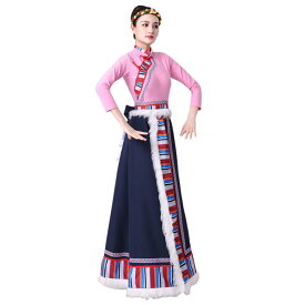 モンゴル 衣装 民族 舞踊 エスニック ダンス パフォーマンス レディース 練習 ファッション スカート ホワイト カーキ ピンク