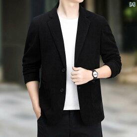 コーデュロイ ジャケット メンズ 秋 ビジネス カジュアル スーツ 韓国 紳士 大きいサイズ シングル ブラック キャメル グレー