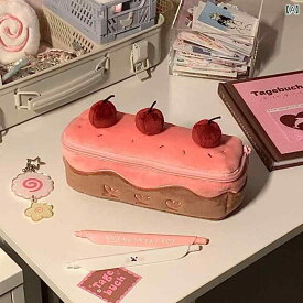 ペンケース 筆箱 ぬいぐるみ かわいい チェリー ケーキ 鉛筆 バッグ 収納 大容量 学生 文具 レッド ピンク