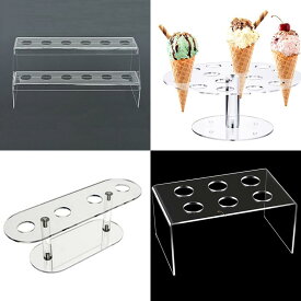 アイスクリーム コーン スタンド ソフトクリーム ホルダー 展示 デザート テーブル 装飾 小道具 透明 クリア