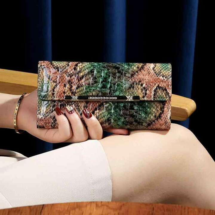 楽天市場】財布 パイソン 蛇柄 ウォレット レディース 牛革 長財布 