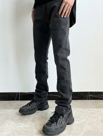 デニムパンツ メンズ ジーンズ ジーパン スキニー ウォッシュド カジュアル ストリート 韓国 ジッパー 伸縮性 大きいサイズ グレー