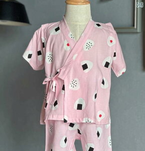 キッズ 甚平 和風 パジャマ 子供 着物 お祭り 浴衣 かわいい おしゃれ ボーイ ガール 和装 家庭 夏 花火 おにぎり 家着 半袖 半ズボン ピンク 緑