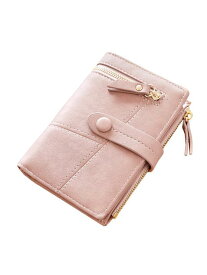 財布 二つ折り レディース ウォレット 小銭入れ コンパクト ショートカードホルダー ブラック ベージュ ピンク