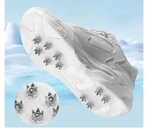 アイゼン 滑り止め スノースパイク 靴底 アウトドア 登山 雪道 トラッキング 転倒防止 氷釣り スノーブーツ ラバータイプ ホワイト