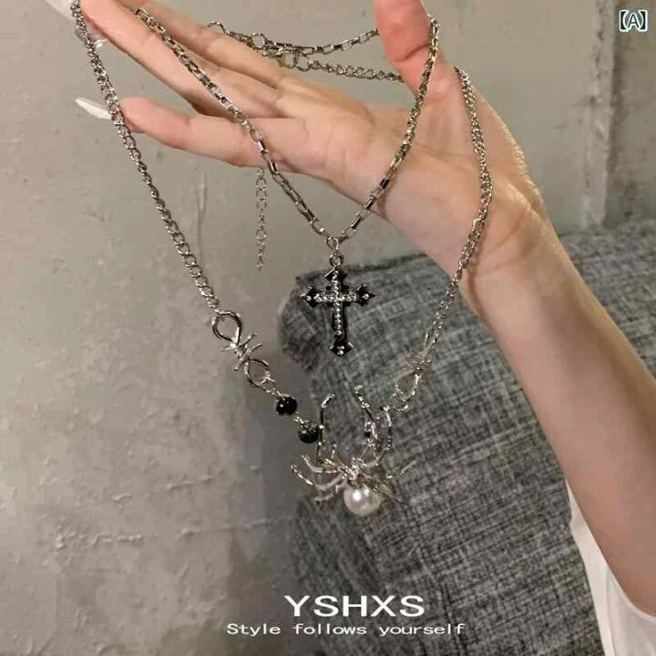 楽天市場】スパイダー 蜘蛛 ネックレス アクセサリー クロス チェーン 