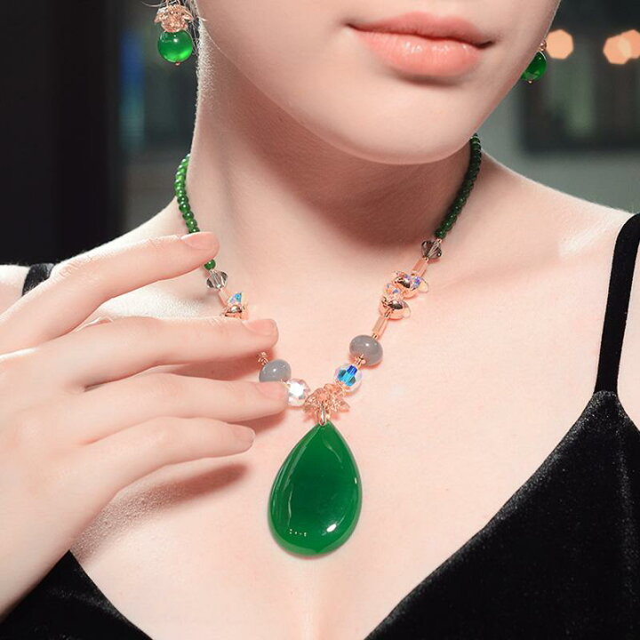 楽天市場】オーストリア 水晶 ネックレス グリーン 瑪瑙 メノウ 