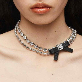 チョーカー レディース ネックレス アクセサリー リボン 宝石 ジュエリー チェーン ギフト ブラック ピンク