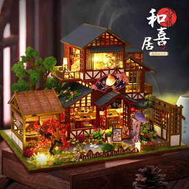 DIY ドールハウス 工作キット 手作り 組み立て式 木製 和風 古民家 日本庭園 ヴィラ 一軒家 模型 大人向け ホビー 趣味 インテリア P015