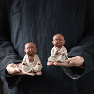 置物 紫砂 小坊主 禅の趣 卓上 茶室 和室 書斎 飾り棚 陶器製 癒し モダンチャイニーズ 仏教風 和モダン インテリアオブジェ