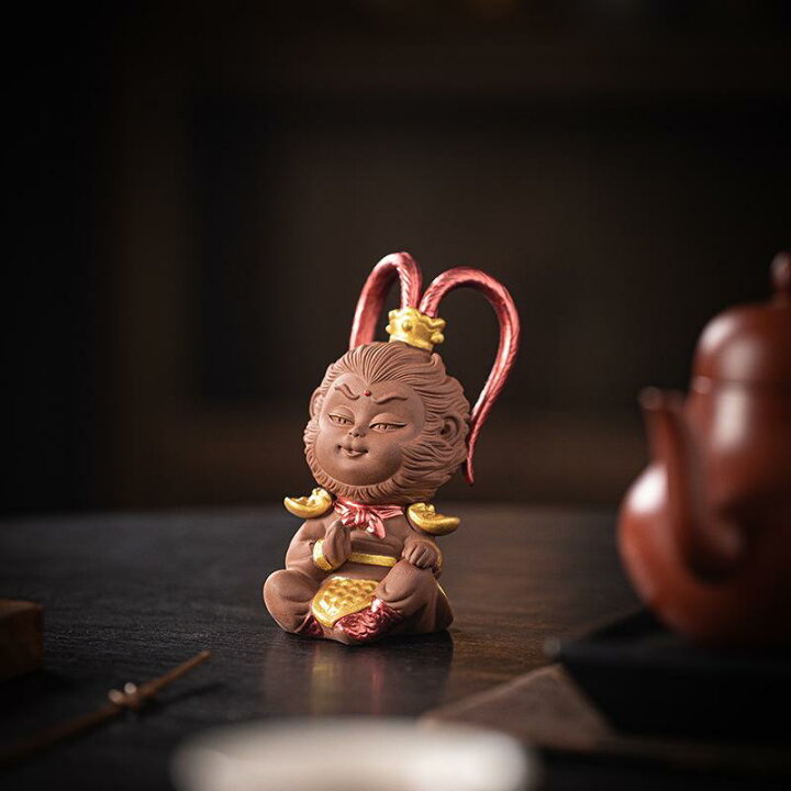 楽天市場】置物 孫悟空 美猴王 斉天大聖 紫砂 工芸品 陶器 焼き物 