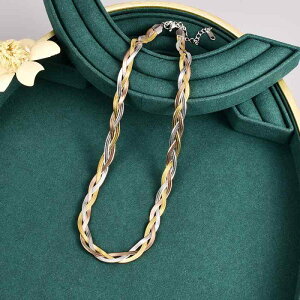 ネックレス ロング レディース 欧米風 インフルエンサー チタン鋼 18K金 ゴールド シルバー ローズゴールド 三連 蛇チェーン ツイスト