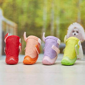 犬 靴 ドッグシューズ ペット かわいい ウォーキング 秋冬 ソフトソール 通気性 小型犬 ブルー グリーン パープル