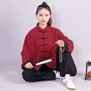 太極拳ウェア 男女兼用 綿麻 ストレッチ 武術服 カンフー服 中国風 練習着 稽古着 ゆったり リラックス 上下セット 春夏秋 快適な着心地 吸湿 通気性