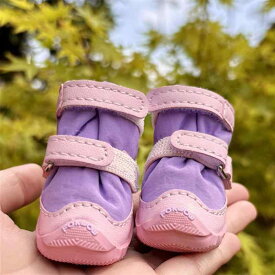 犬 靴 ドッグシューズ 防水 春秋 かわいい ソフトソール 汚れ防止 ウォーキング オレンジ イエロー パープル