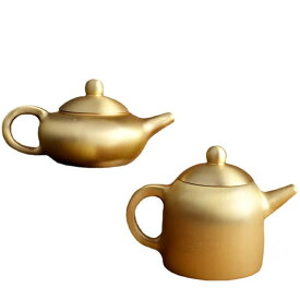 真鍮置物 小型ポット 酒器 急須 水差し 取っ手付き 精巧 アンティーク調 レトロ 中国風 自宅 オフィス 卓上 インテリア 装飾 工芸品 ギフト 贈り物