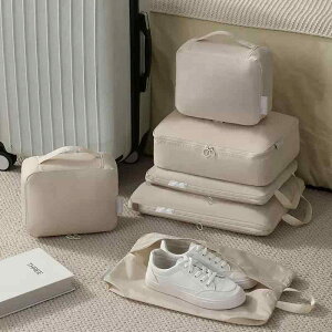 トラベルポーチ 衣類収納 6点セット 圧縮機能付き 防水 防塵 軽量 大容量 メモリークロス 形状記憶生地 旅行 出張 パッキング 整理 仕分け 仕切り 小物入れ