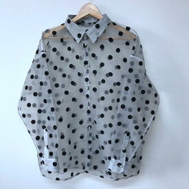 シャツ メンズ ドット柄 シースルー UVカット 紫外線対策 長袖 ルーズフィット ゆったり リネン素材 ブラック 夏 カジュアル リラックススタイル