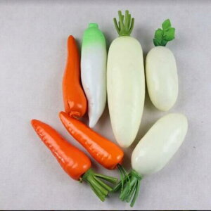 フェイク野菜 ニンジン 大根 模型 撮影小物 ディスプレイ用 子供向け知育教材 学習玩具 フォーム製 プラスチック製 軽量 加重タイプ 白 赤 オレンジ