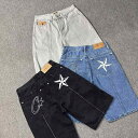 デニム パンツ メンズ 男性用 ジーンズ デニムジャケット Gジャン ショートパンツ ハーフパンツ 星柄 刺繡 ヴィンテー…