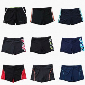 水着 メンズ ボクサーパンツ型 ナイロン素材 快適 ストレッチ スポーツ スイムウェア プール ジム 海水浴 ビーチパンツ バイカラー 配色デザイン おしゃれ カジュアル ファッション 男性用 トランクス