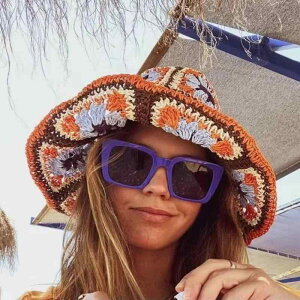 麦わら帽子 メキシコ風 手編み レトロ つば広 フラットトップ ハット 紫外線対策 日よけ 速乾 通気性 春 夏 秋 サイズ調整可能 カジュアル エレガント シンプル 欧米風 オフィススタイル 高