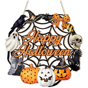 木製オーナメント ハロウィン カボチャ スカル ゴースト ドアプレート 吊り下げ飾り パーティー イベント 玄関 室内装飾