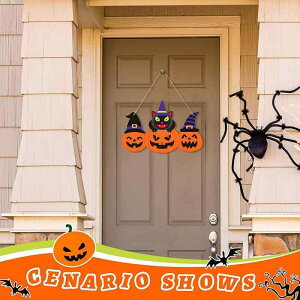 ウォールデコ ハロウィン カボチャ 黒猫 木製 ドアプレート 吊り下げ飾り 玄関 室内飾り パーティー イベント お祭り アイテム モダン シンプル おしゃれ かわいい 装飾品