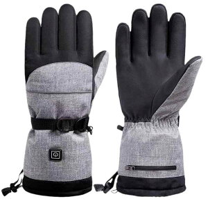 電熱手袋 ユニセックス 男女兼用 グローブ グレー スキー スノーボード 登山 トレッキング サイクリング 自転車 バイク タッチパネル対応 スマホ対応 充電式 ナイロン フリーサイズ