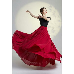 ダンススカート レディース 女性用 クラシックダンス 古典舞踊 新疆舞 720度 フレア 二重 ダブルレイヤー ロング丈 発表会 ステージ レッスン 練習着 ベリーダンス 綿 ポリエステル