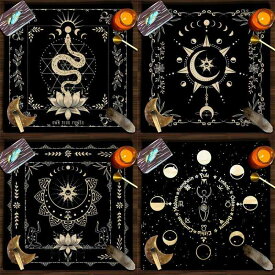 タロットクロス 厚手 ベルベット 高級感 占い用 儀式用 ライブ配信 写真撮影 背景布 月相 ムーンフェイズ柄 テーブルマット 長方形 各種サイズ対応 豊富なカラーバリエーション